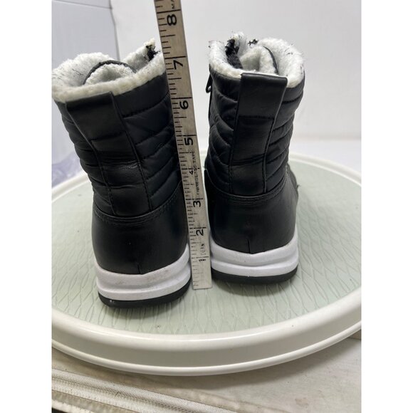Khombu Black Quilted Lace-Up Winter Boots Size 9 Shearling Lining Side Zipper Cl - Picture 5 of 10